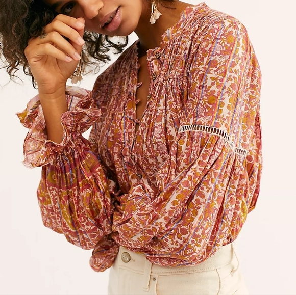 Free People Tops - free people ♡ bali bohemian disco top xs boho gypsy 70s retro eclectic floral